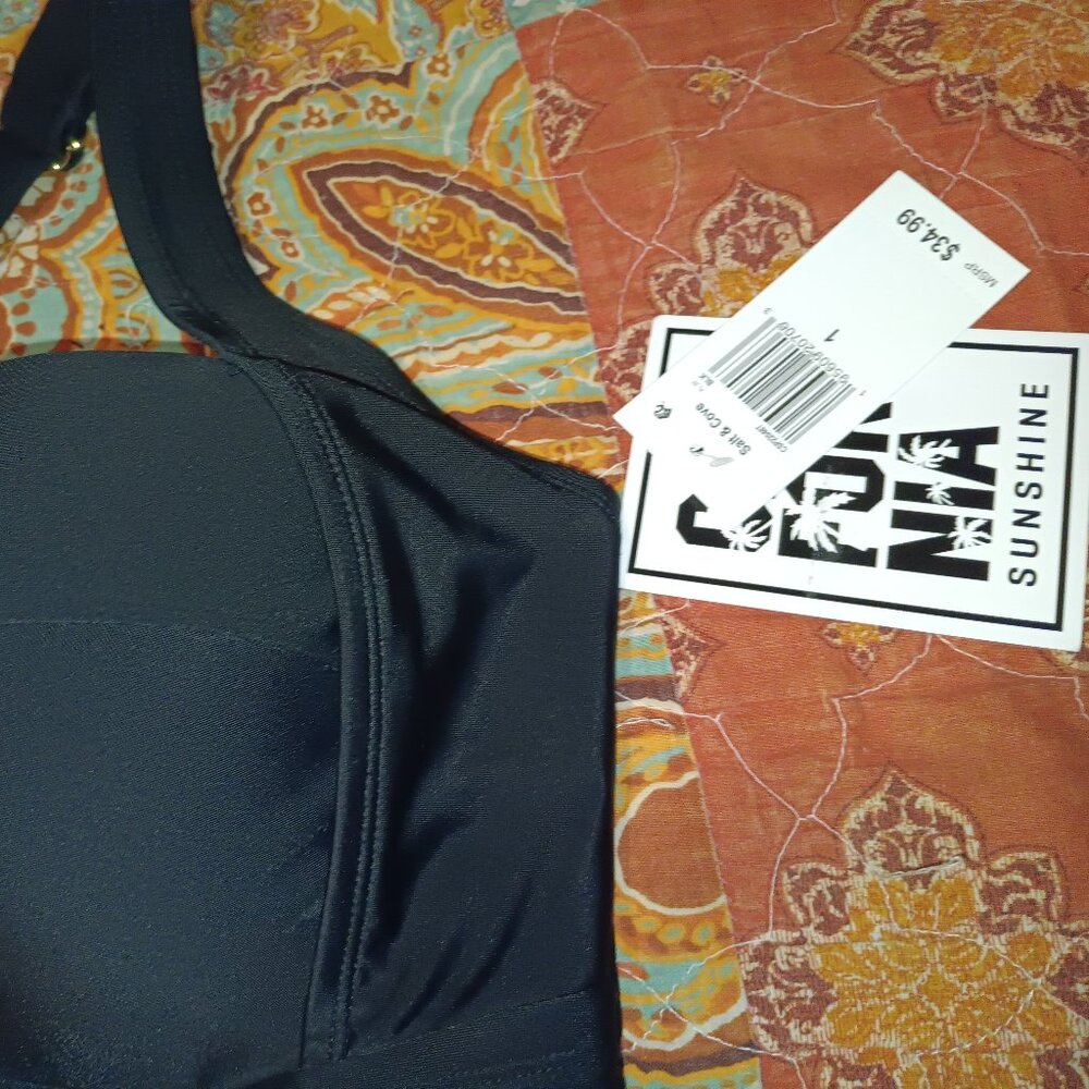 Salt & Cove CALIFORNIA SUNSHINE Swimsuit BRALETTE black Top plus size 1 - Picture 2 of 4